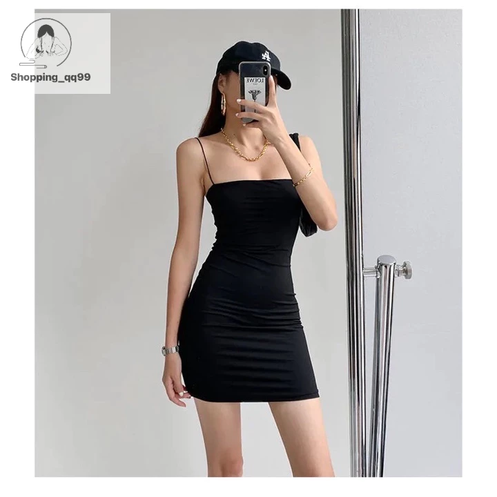 ❤️Hot sale🔥D7 ชุดเดรสสายเดี่ยว รัดรูป สายฝอสั้น เดรสร่าน