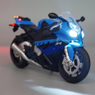 พร้อมส่ง โมเดลรถจักรยานยนต์ 1:12 Diecast Sport BMW S1000RR พร้อมเสียง และไฟ ของเล่นสําหรับเด็ก