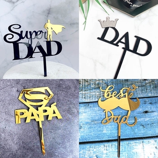 【Ready Stock】ป้ายท็อปเปอร์ Happy Fathers Day Happy Birthday Dad สําหรับตกแต่งเค้ก