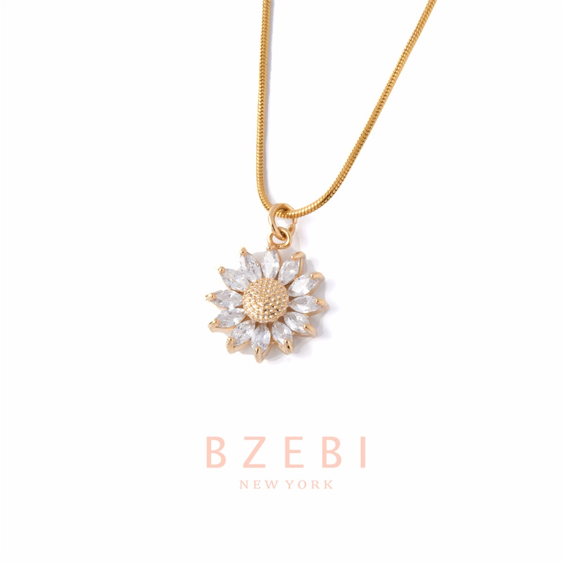Bzebi สร้อยคอทองคํา 18k ไทเทเนียม จี้เพชร ป้องกันสนิม เครื่องประดับแฟชั่น สําหรับผู้หญิง สไตล์เกาหลี ของขวัญวันเกิด พร้อมกล่องพิเศษ 19n