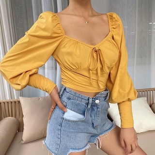 🛒พร้อมส่ง🛒⚡🥳เสื้อครอปสายฟ. ทรงคอกว้างสุดแซบ