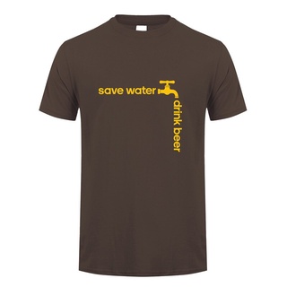 [S-5XL]เสื้อยืดแขนสั้น ผ้าฝ้าย พิมพ์ลาย Omnitee Save Water Drink Beer สําหรับผู้ชาย