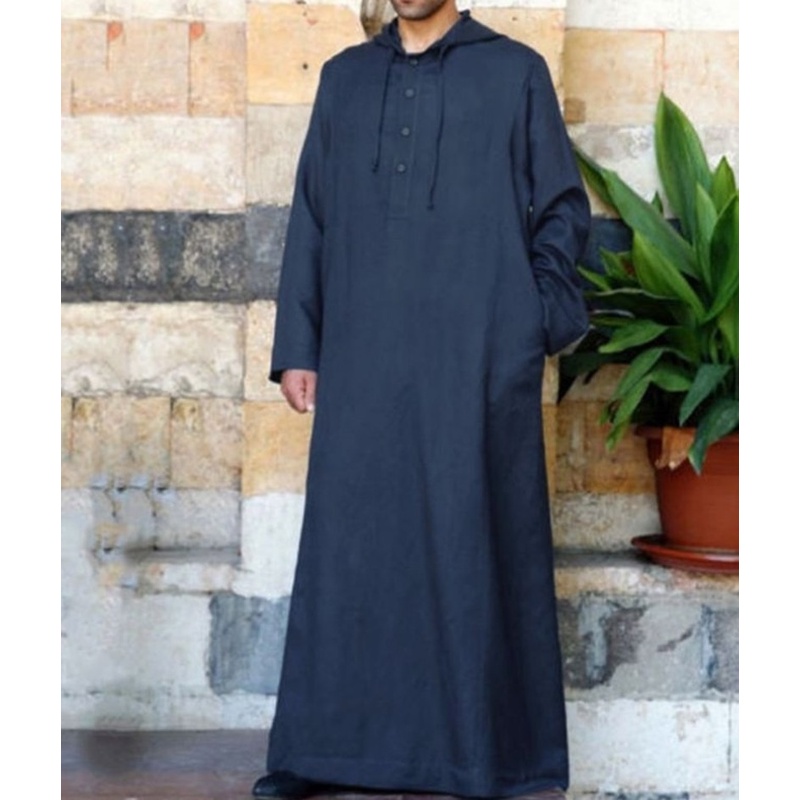 เสื้อผ้าผู้ชายมุสลิม  Muslim Fashion Men Hooded Shirt Robe Dubai Kaftan Dress Arabic Kaftan Pakistan Islamic Clothing Ab #4