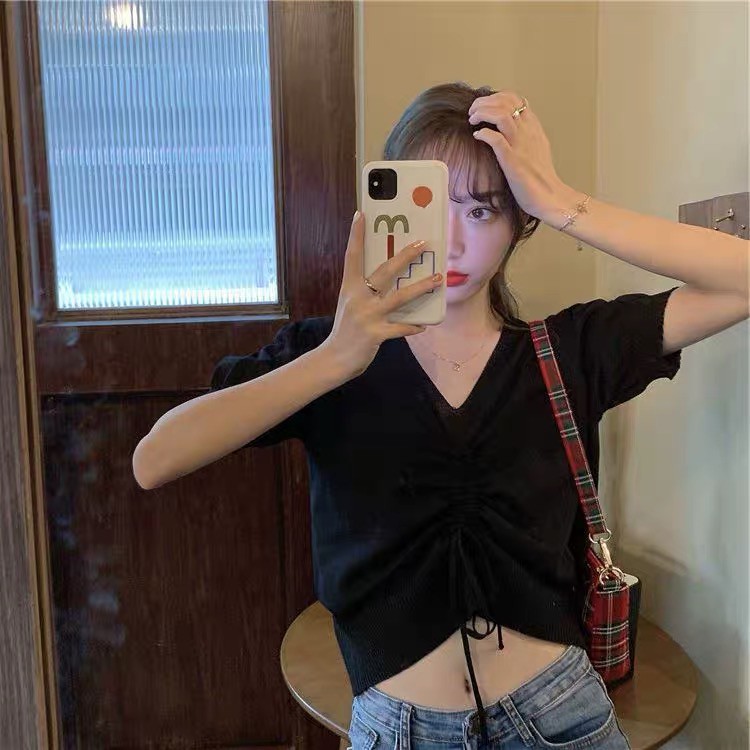 ✜1LDK เสื้อแขนสั้น จั๊มเอวจั๊มแขนรูดหน้า น่ารักมาก(8012)