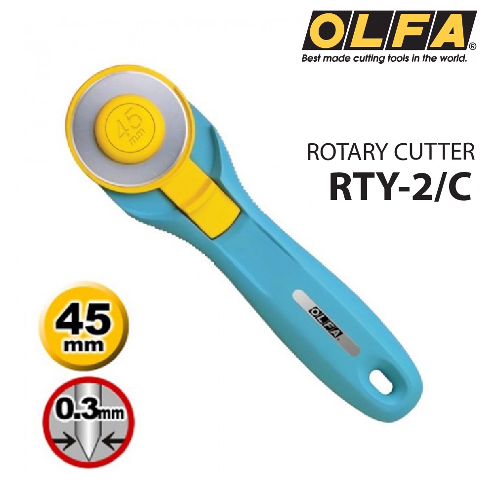 คัตเตอร์โรตารี่ มีดคัตเตอร์ตัดผ้า / ตัดหนัง 45 mm. OLFA รุ่น RTY-2/C  /  อะไหล่ใบมีด RB45  [S24]