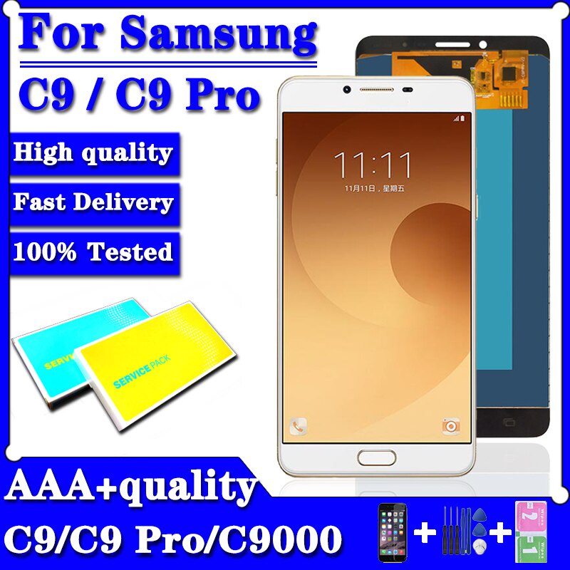 ใหม่ หน้าจอสัมผัส LCD 100% แบบเปลี่ยน สําหรับ SAMSUNG Galaxy C9 Pro LCD C9000 SAMSUNG C9 Pro