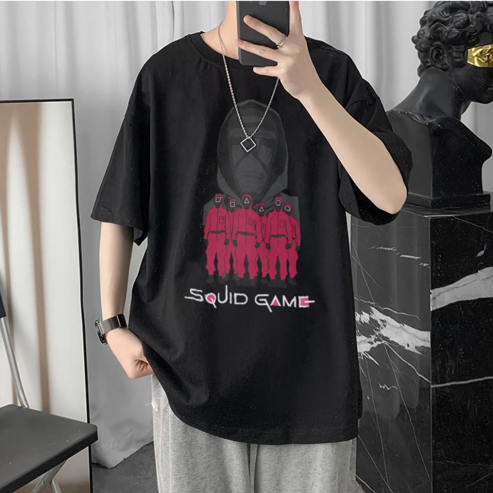 Squid Game Netfix เสื้อยืด unisex ไซส์ใหญ่ เสื้อยืดยืด 4 ทิศทางโอเวอร์ไซส์สําหรับผู้ชายและผู้หญิง