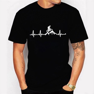 เสื้อยืดแขนสั้น พิมพ์ลายจักรยานเสือภูเขา Heartbeat แฟชั่นฤดูร้อน สําหรับผู้ชายสามารถปรับแต่งได้