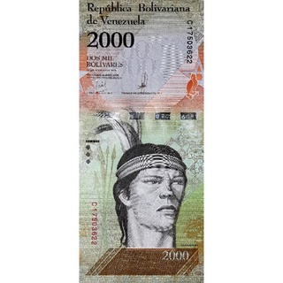 แบงก์​สะสม​ เวเนซุเอลา​ Venezuela, 2000 Mil Bolivares, ไม่​ผ่าน​ใช้​ UNC, B135T