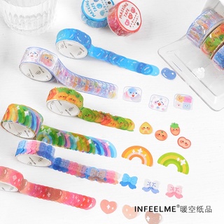 &lt;พร้อมส่ง&gt; Infeel Me สติ๊กเกอร์ม้วน 100ดวง มีลาย มุ้งมิ้ง✨ น่ารัก ต้นไม้,ผลไม้,สัตว์น้อย,เค้ก,คุ้กกี้,ดาวเคราะห์