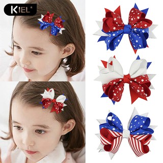 Kiel 🎀Star Stripe US Flag Bowknot Hair Clip Independence Day Party Prop