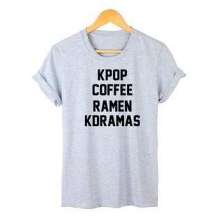 T-shirt  เสื้อยืด แขนสั้น พิมพ์ลาย Kpop Coffee Ramen Kdramas เข้ากับทุกการแต่งกาย สําหรับผู้ชายS-5XL