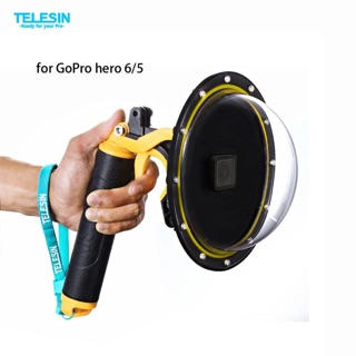 TELESIN โดมพอร์ต สำหรับโกโปร 7 / 6 / 5 พร้อมที่กดชัตเตอร์ GoPro 7 / 6 / 5  / 2018 TELESIN 6” Dome Port