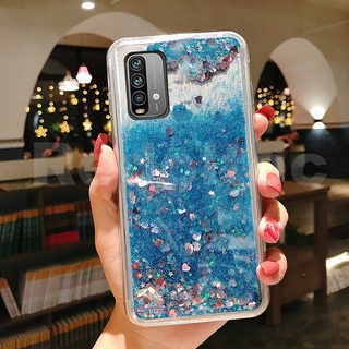 เคส Redmi 9T 2021 New Bling Liquid Quicksand Glitter ฝาหลังซิลิโคนใส