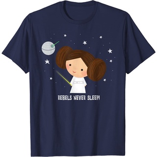 เสื้อยืดผ้าฝ้ายพรีเมี่ยม เสื้อยืด พิมพ์ลาย Kawaii Princess Leia Rebels Never Sleep สําหรับผู้ใหญ่