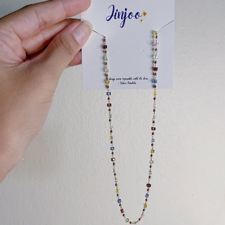 Jinjoo สินค้าพร้อมส่ง สร้อยคอลูกปัดสี เส้นเล็ก ใส่แล้วน่ารักมุ้งมิ้งมากกก
