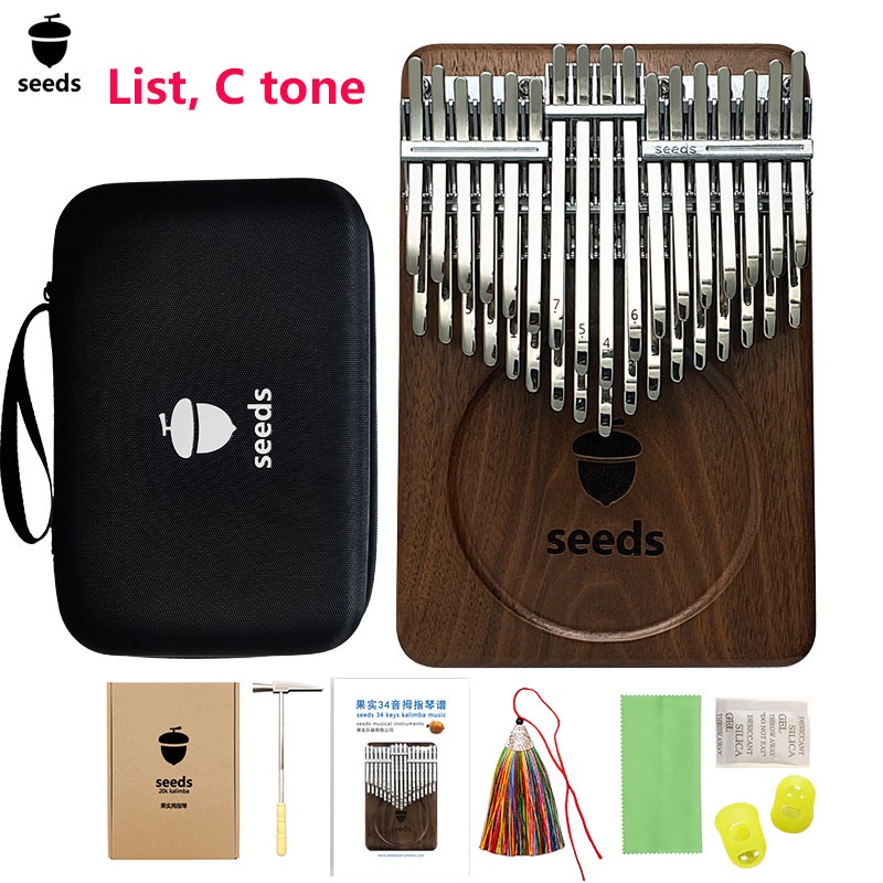 2021 New Seeds Kalimba Instrument 34 Keys Double Layer 17 Key 21 ...