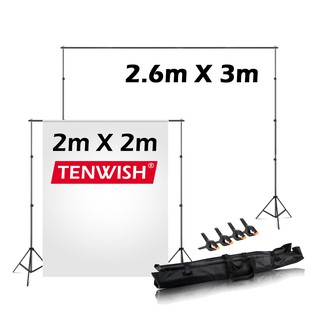 พร้อมส่ง TENWISH 2.6x3M / 2x2M Portable Background Stand Small for Background and Backdrop w/ Free Clip &amp; Carrying Bag