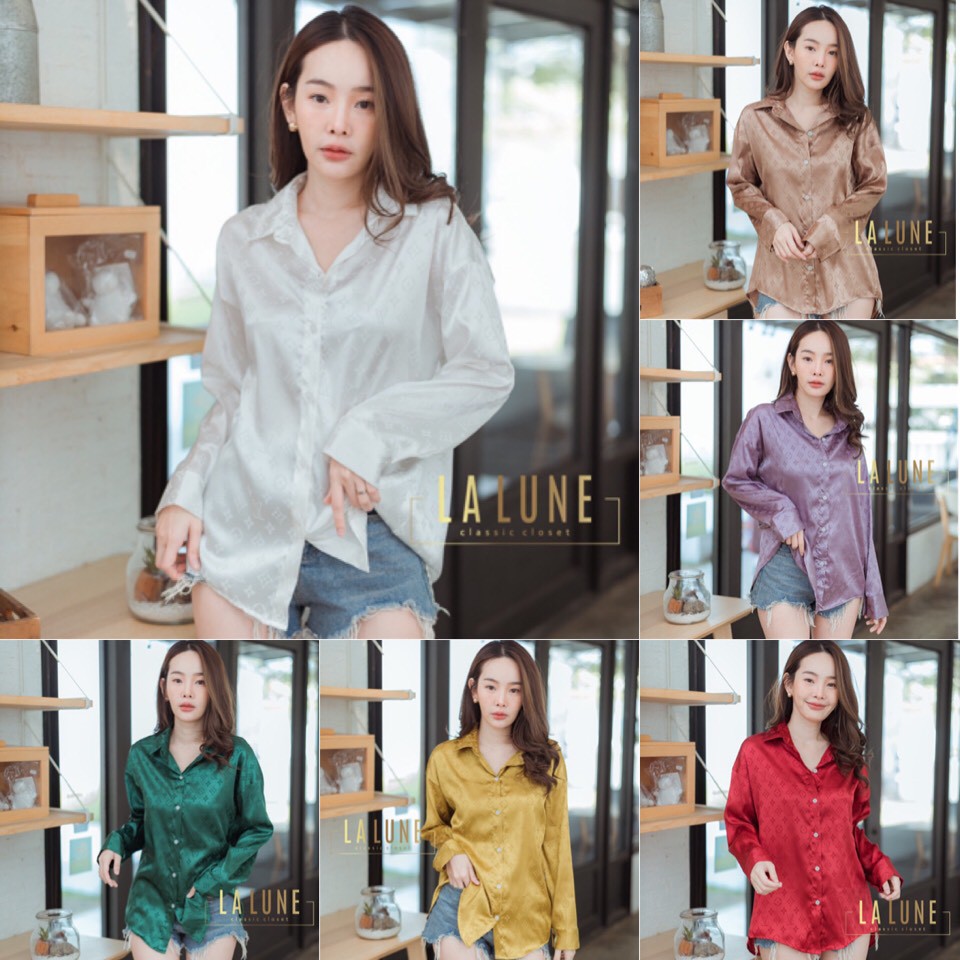 LL002 TARA Shirt เสื้อเชิ้ตคอปก แขนยาว งานป้ายห้อย เนื้อผ้าซาติน ผ้าเบา ใส่สบาย ผ้าพิมพ์ลาย อย่างดี การันตีคุณภาพ