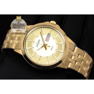 CITIZEN Quartz Mens Watch สายสเตนเลส รุ่น BF2013-56P - หน้าทอง เรือนทอง Gold/Gold