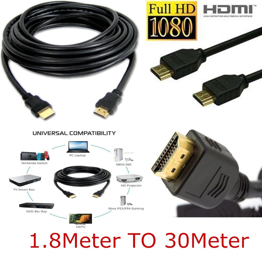 สาย Tv Hdmi 0.5/1/1.8/3/5/10/15/20 เมตร สายถักรุ่น V1.4 Hdmi 1.8M To ...