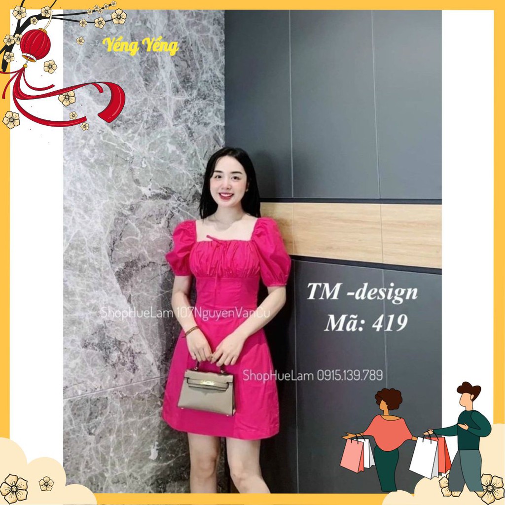 VNU158 - ชุดดอกบัวสีชมพูของผู้หญิงพร้อมสร้อยคอ SQUARE พร้อมการออกแบบ