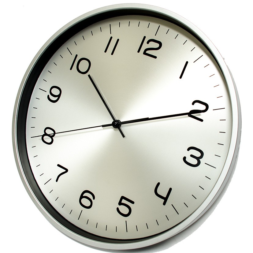 นาฬิกาแขวนผนัง นาฬิกาดิจิตอล LED นาฬิกาแขวน 12 นิ้ว ขอบพลาสติกสีเงิน หน้าอลูมิเนี่ยมเงินด้าน รุ่น HC2312-A5 เครื่อง Osta