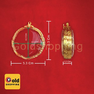 กรอบพระ กรอบจตุคาม กรอบพระตลับ ทองไมครอน ขนาดกรอบ 5.3 x 5.3 x 1.2 cm แถมฟรี ถุงกำมะหยี่ ห่วงใส่สร้อย และยางรองอัด