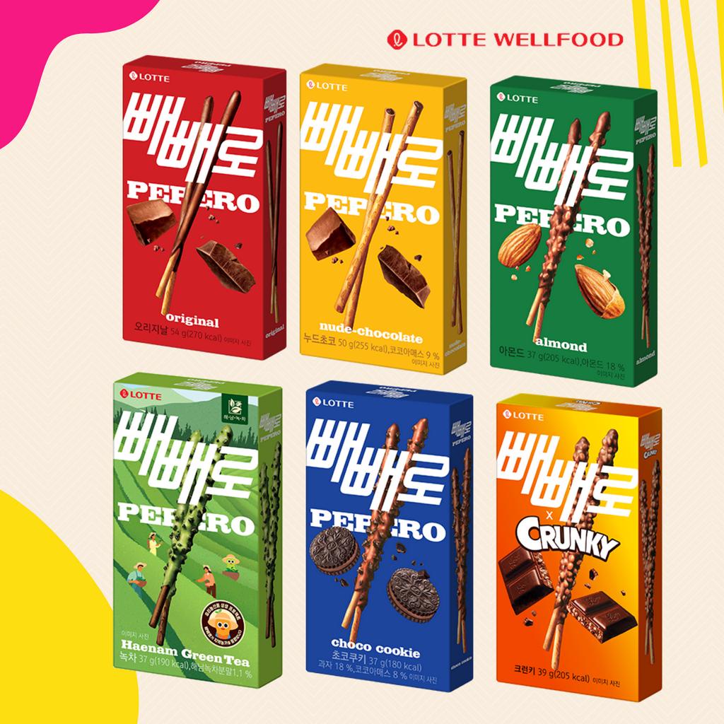 [LOTTE] Pepero 6flavor / Original / Almond / Nude-chocolate / GREEN TEA / Choco cookie / CRUNKY / KO