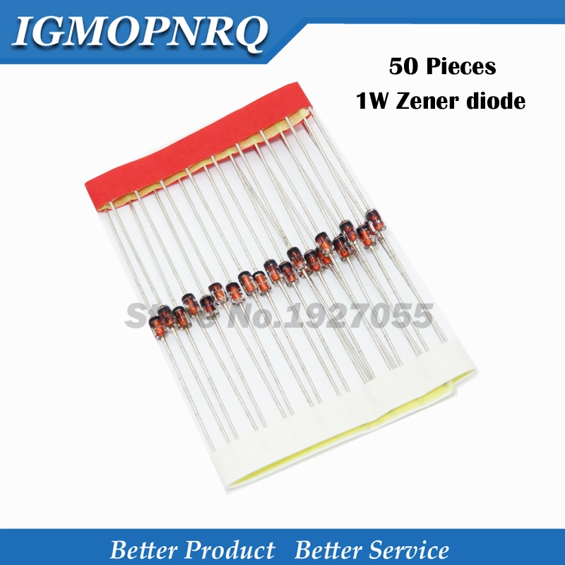 100pcs 1W Zener diode DO-41 10V 11V 12V 13V 15V 16V 18V 20V 22V 24V 27V 30V 33V 1N4740 1N4742 1N4743