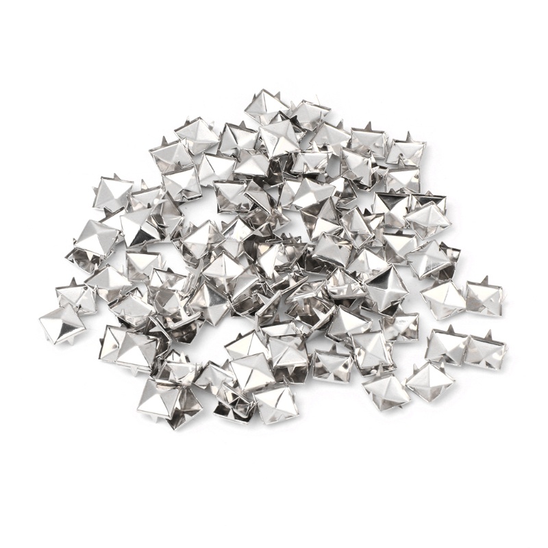 100pcs Square Rivet Metal Studs Spikes Nail Punk Shoes Belt Clothing Decor DIY - รูปที่ 4