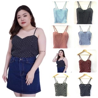 เสื้อสายเดี่ยว ลายจุด เสื้อสาวอวบ plussize BigSize polka dot