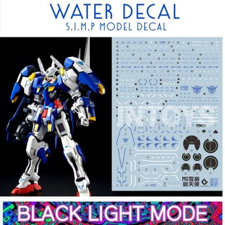 Water Decal MG 1/100 GUNDAM AVALANCHE EXIA ยี่ห่อ S.I.M.P. Model Decal​ ( เรืองแสงในแสงแบล็คไลท์  )