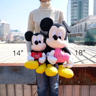 ตุ๊กตา Mickey Mouse มิกกี้เม้าส์ ท่านั่ง ถือหัวใจ Love 14/18นิ้ว มิกกี้ มิกกี้เม้า Valentin วาเลนไทน์ ของขวัญวาเลนไทน์