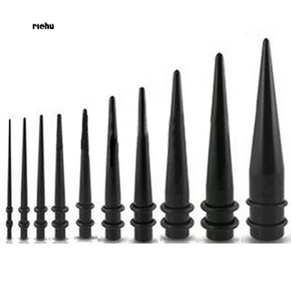 Richu_Black Straight Acrylic Cone Shape Ear Expander Stretcher Taper Plug Device