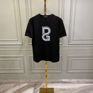 Dg Dolce &amp; Gabbana 2022 เสื้อยืดคอกลม แขนสั้น ผ้าฝ้าย พิมพ์ลายตัวอักษร หรูหรา สําหรับผู้ชาย