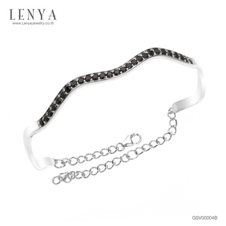 Lenya Jewelry กำไลข้อมือเงินแท้925 ชุบทองขาว ดีไซน์เก๋ไก๋แหวกแนวสุดซิค สวยเก๋มีเสน่ห์แบบไม่เหมือนใคร