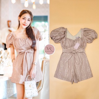 Jumpsuit​ ขาสั้น แขนพองสม็อคปลายแขน 🌷🧸VR Signature​ by VORA 🧸