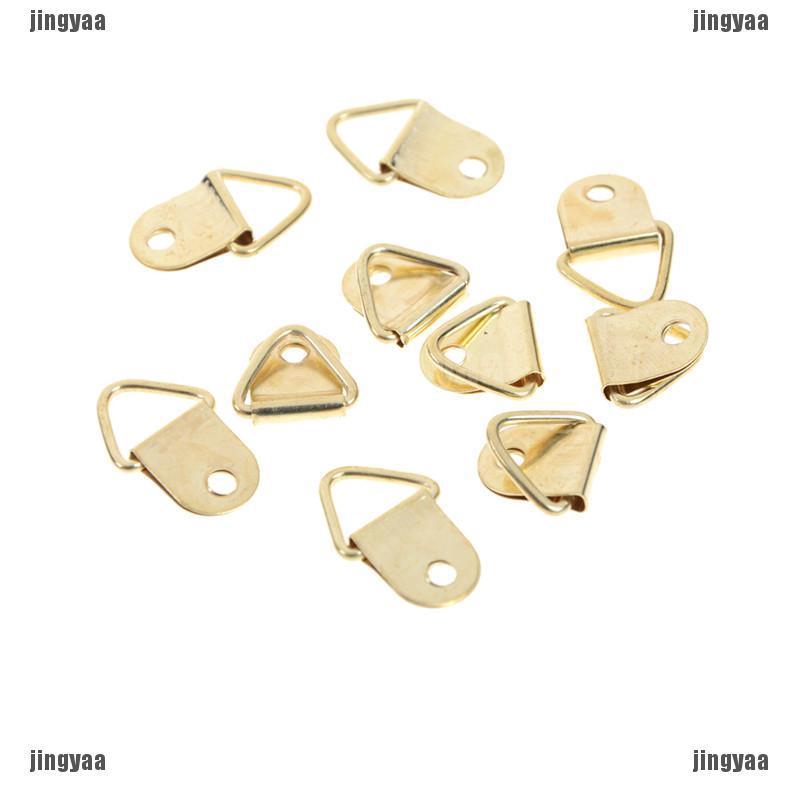 YS 20Pcs D Ring Hooks Golden Brass Triangle Photo Picture Frame Wall ...