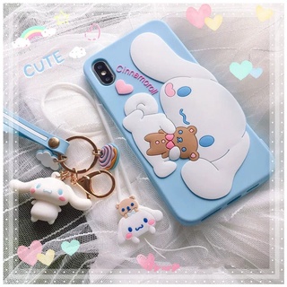 เคสโทรศัพท์มือถือ ซิลิโคน ลายการ์ตูนชินนาม่อนโรล 3D พร้อมสายคล้อง สําหรับ IPhone 11 12 13 Pro Max X Xr Xs Max 6 6S 7 8 Plus