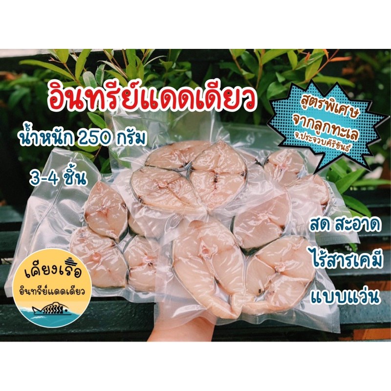 ปลาอินทรีแดดเดียว 250กรัม/ แบบแว่นลำตัว/สด/สะอาด/ไร้สารเคมี100%ไป