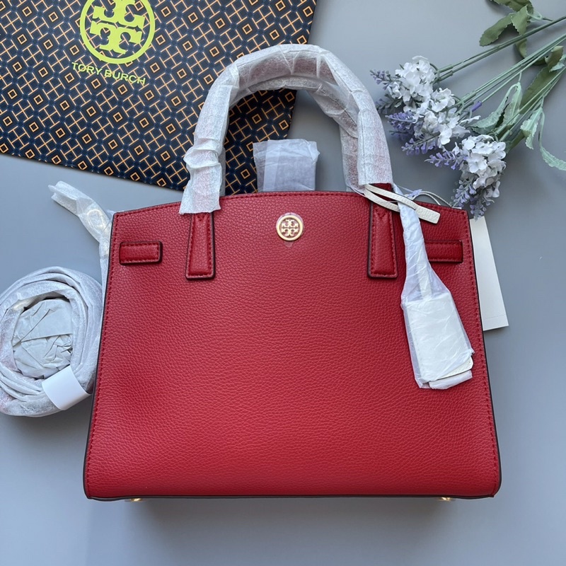 กระเป๋า Tory burch Walker Small Satchel BRIGHT CARNELIAN (สีแดง) ของแท้ 100%