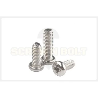 น็อต สกรู หัวกลม หัวแพน แฉก P+ สแตนเลส 304 เกลียวมิล หยาบ M2 / Pan Head Phillip Machine Screw SUS304