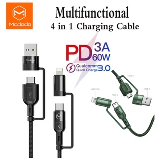 Mcdodo สายชาร์จ 4in1 ip., Type C, pd type c และusb cable charge 60W Fast charge 1.2เมตร