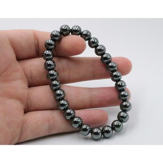 สร้อยข้อมือหินเฮมาไทต์สีดำเงา(Hematite) ขนาด 8 มม. หินมงคล