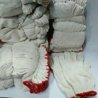 ถุงมือผ้าเอนกประสงค์ ขอบแดง (1มัด12คู่)