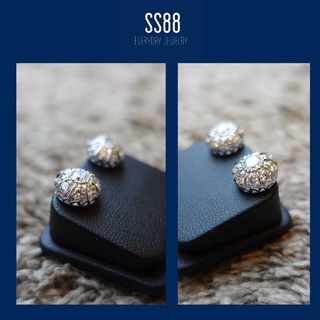 SS88Jewelry ต่างหูเพชร CZ   ตัวเรือนเงินแท้ ฝังมือทุกเม็ด รูปภาพถ่ายจากสินค้าจริง