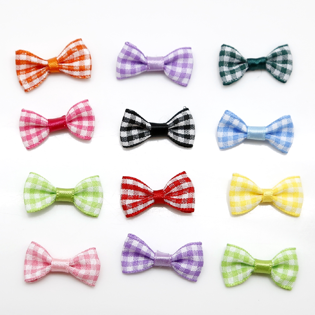 โบว์ลายสก๊อต 3x1.5 ซม. หลายสีตัวเลือกมินิโบว์ ทําเอง วัสดุทํามือ