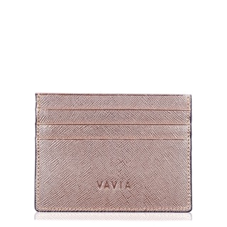 Vavia Card Holder หนังวัวแท้ Saffiano สี Pink Gold มีช่องใส่บัตร 7 ช่อง