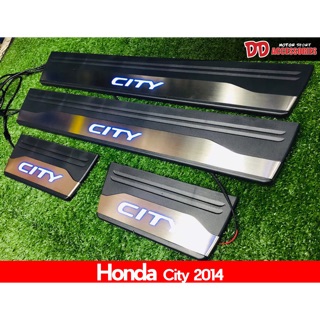 ชายบันไดมีไฟขอบดำ ชายบันไดมีไฟ กันรอยบันได ชายบันได Honda City 2014